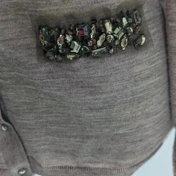 Ann Taylor Loft Tan Knit Jewel Embellished Cardigan Sweater Size Small Button - Picture 2 of 14